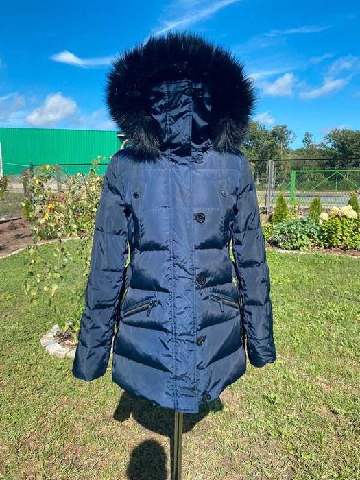 Długa kurtka damska puchowa ciepła Michael Kors granatowy navy S
