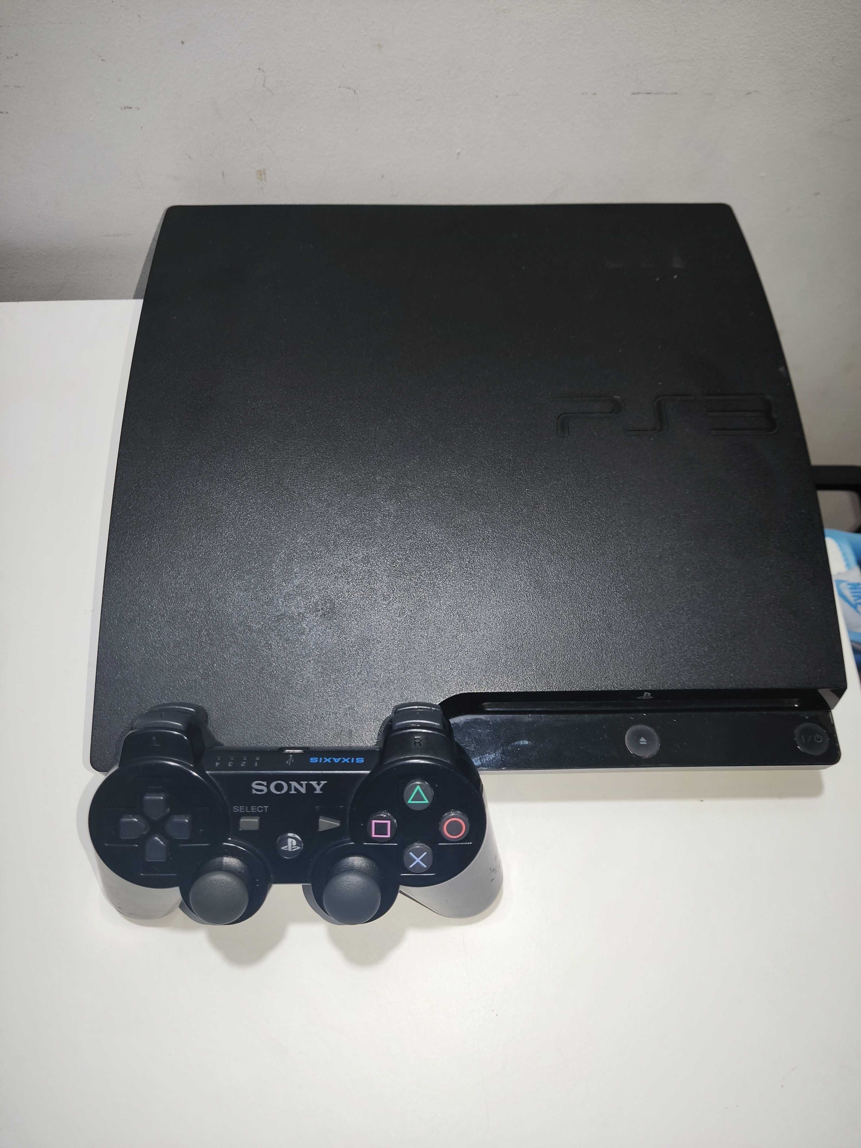 PS3 Slim desbloqueada + comando com jogos