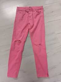 Spodnie jeansowe różowe  jeansy z dziurami r.m/l