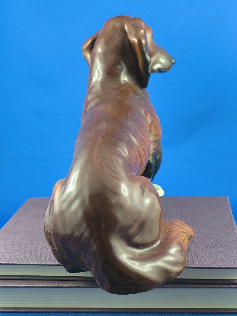 Porcelanowy pies, jamnik długowłosy Goebel
