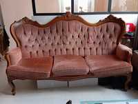 Sofa trzyosobowa Chippendale antyk drewno orzechowe