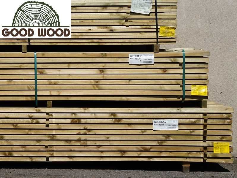 Drewno konstrukcyjne 45x70 IMPREGNOWANE, kantówki c24 legary SZWEDZKIE