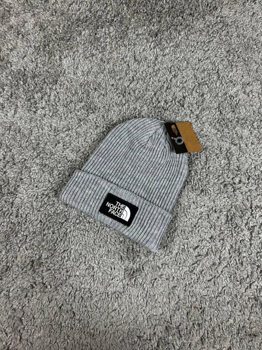 Шапка The North Face чорна/ сіра шапка тнф/ бежева зимня шапка tnf