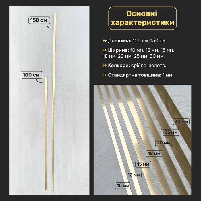Набір Золоті дзеркальні смуги DFA – стильне рішення для інтер’єру