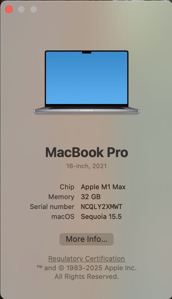 MacBook PRO 16 M1 MAX 10 CPU/ 24 GPU/ 32 RAM/ 512 Space
