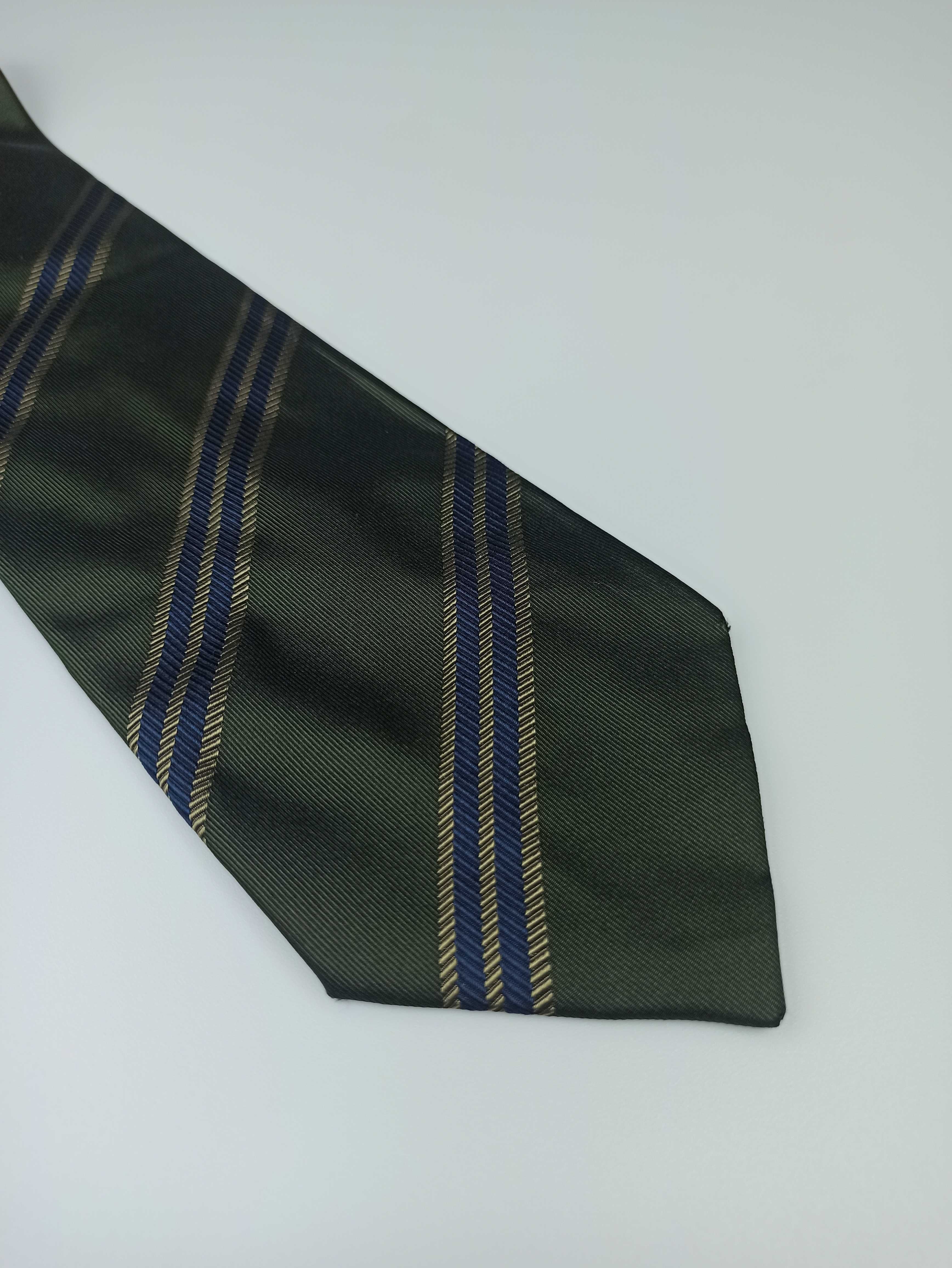 Luciano Barbera zielony jedwabny krawat w paski regimental wa53