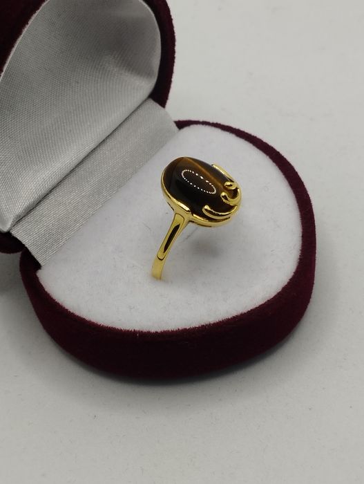 Złoty pierścionek tygrysie oko, złoto 333 rozmiar 21