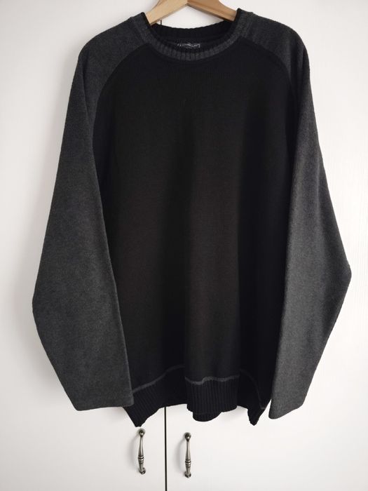 Ciepły sweter męski polar z wełną czarny XL