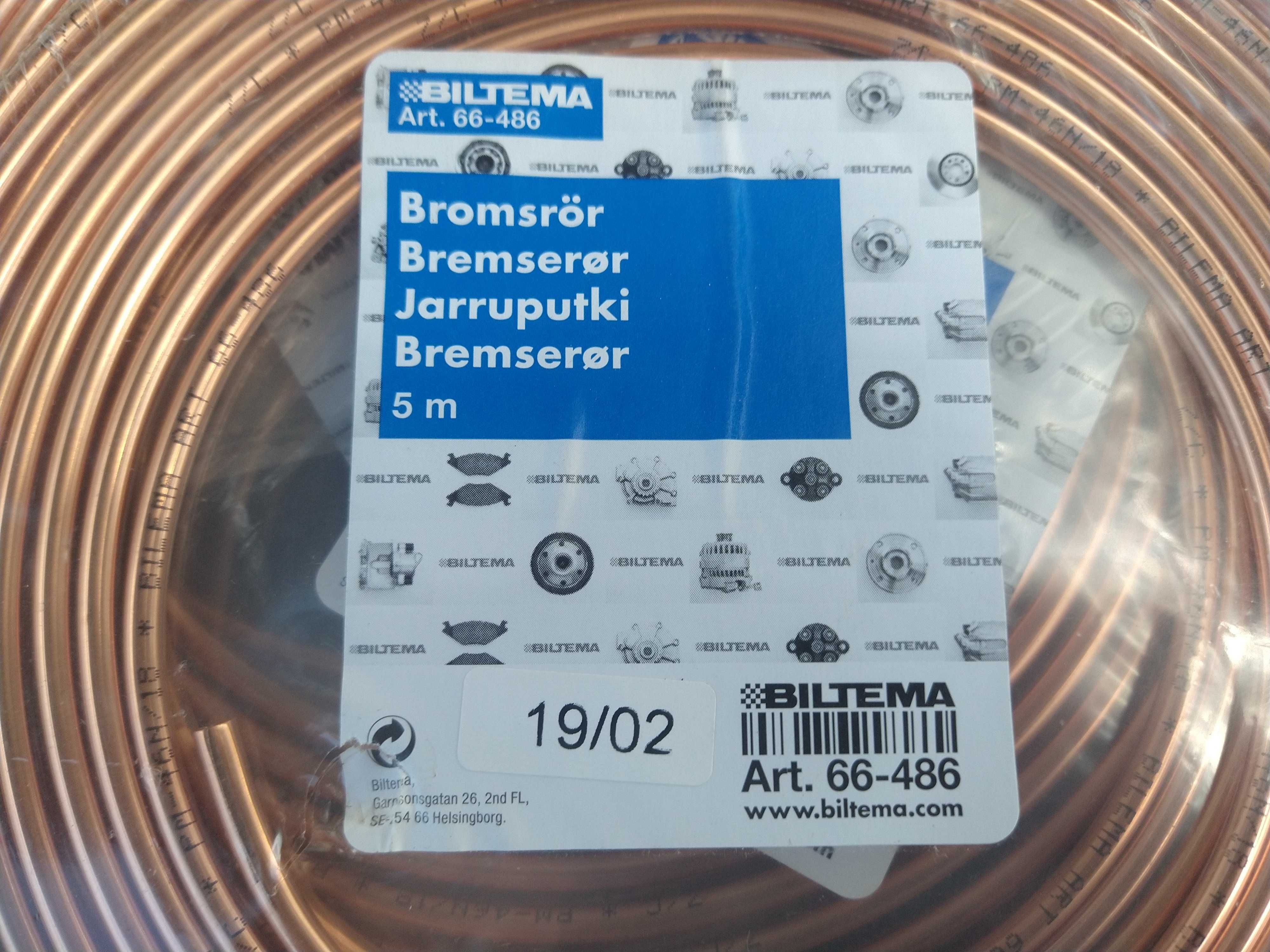 Przewód Miedziany , Rurka hamulcowa  3/16" 4,75mm BILTEMA 5m