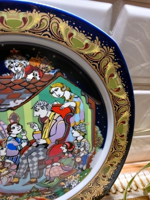 Patera Rosenthal Bjorn Winblad swiateczna kolekcjonerska talerz kobalt