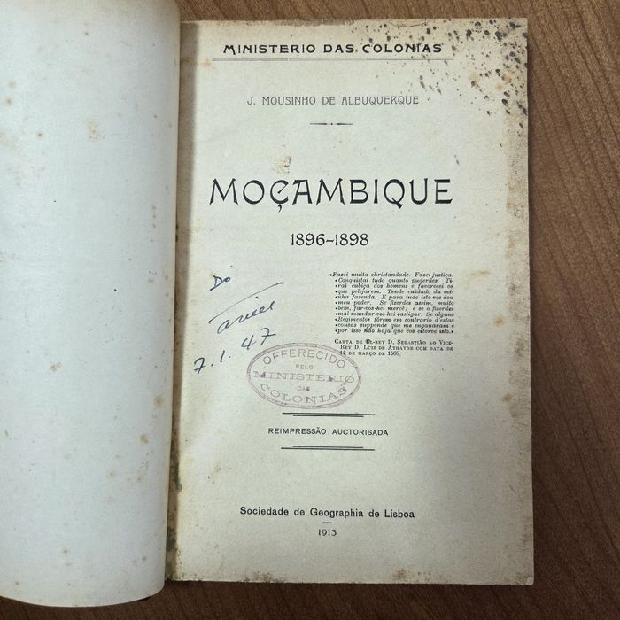Moçambique 1896 a 1898. J. Mousinho de Albuquerque
