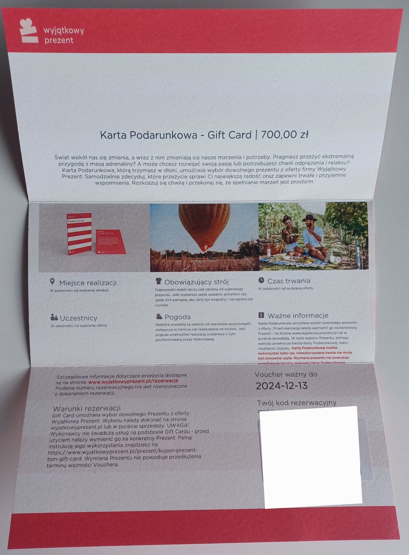 Karta podarunkowa Voucher
