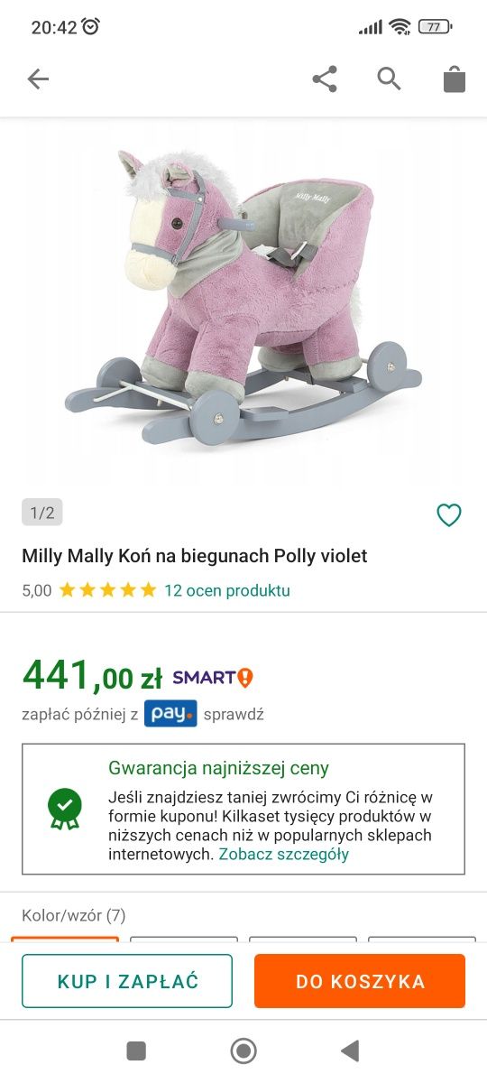 Konik na biegunach Milly mally