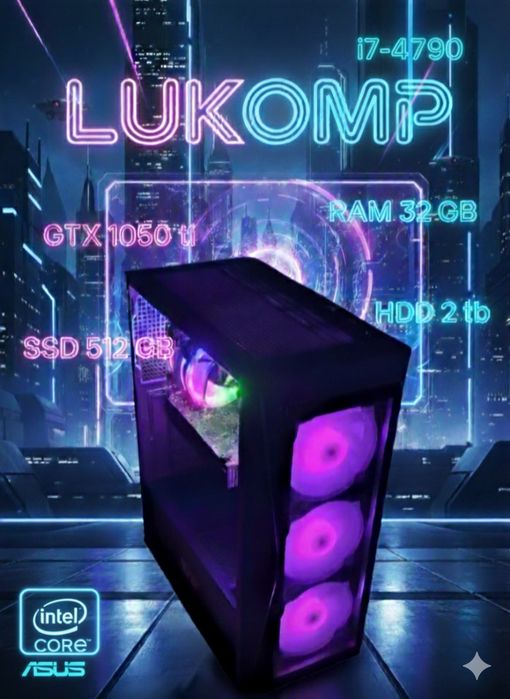 PC I7-4790\GTX 1050Ti ASUS 4GB\32GB\SSD 512GB\ 2TB\550W\