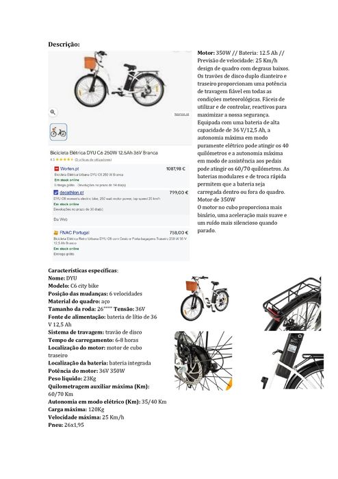 Bicicleta de Senhora Electrica