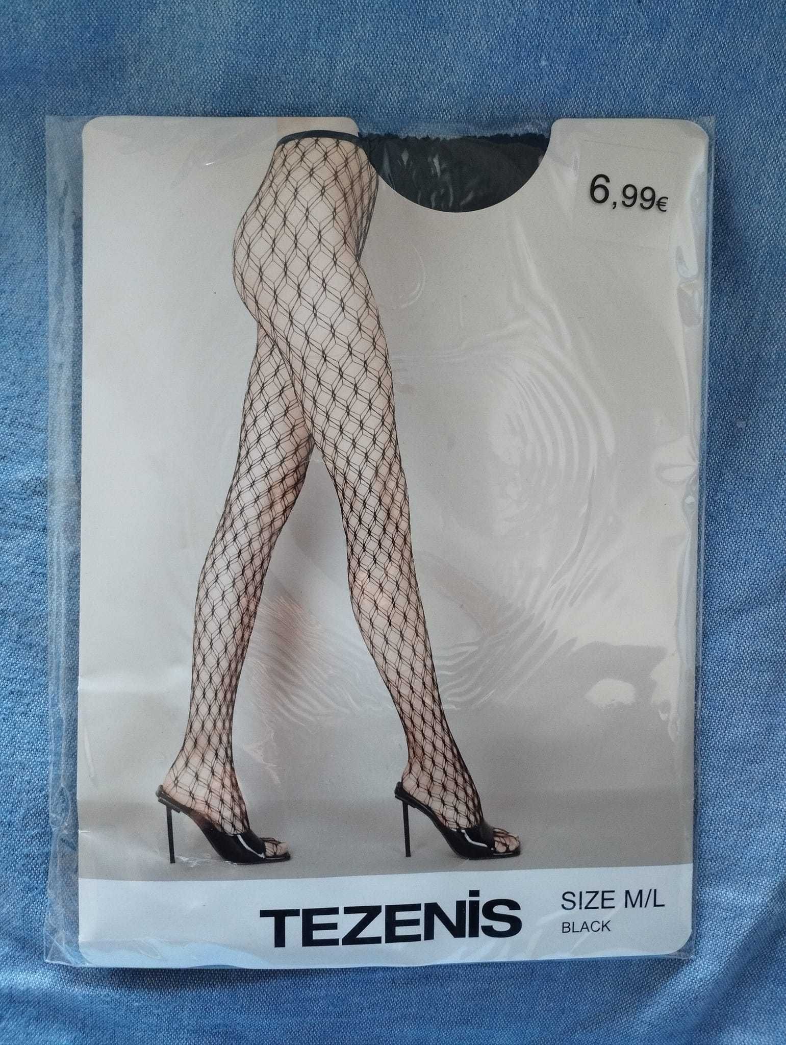 Collants em renda / rede pretas M/L