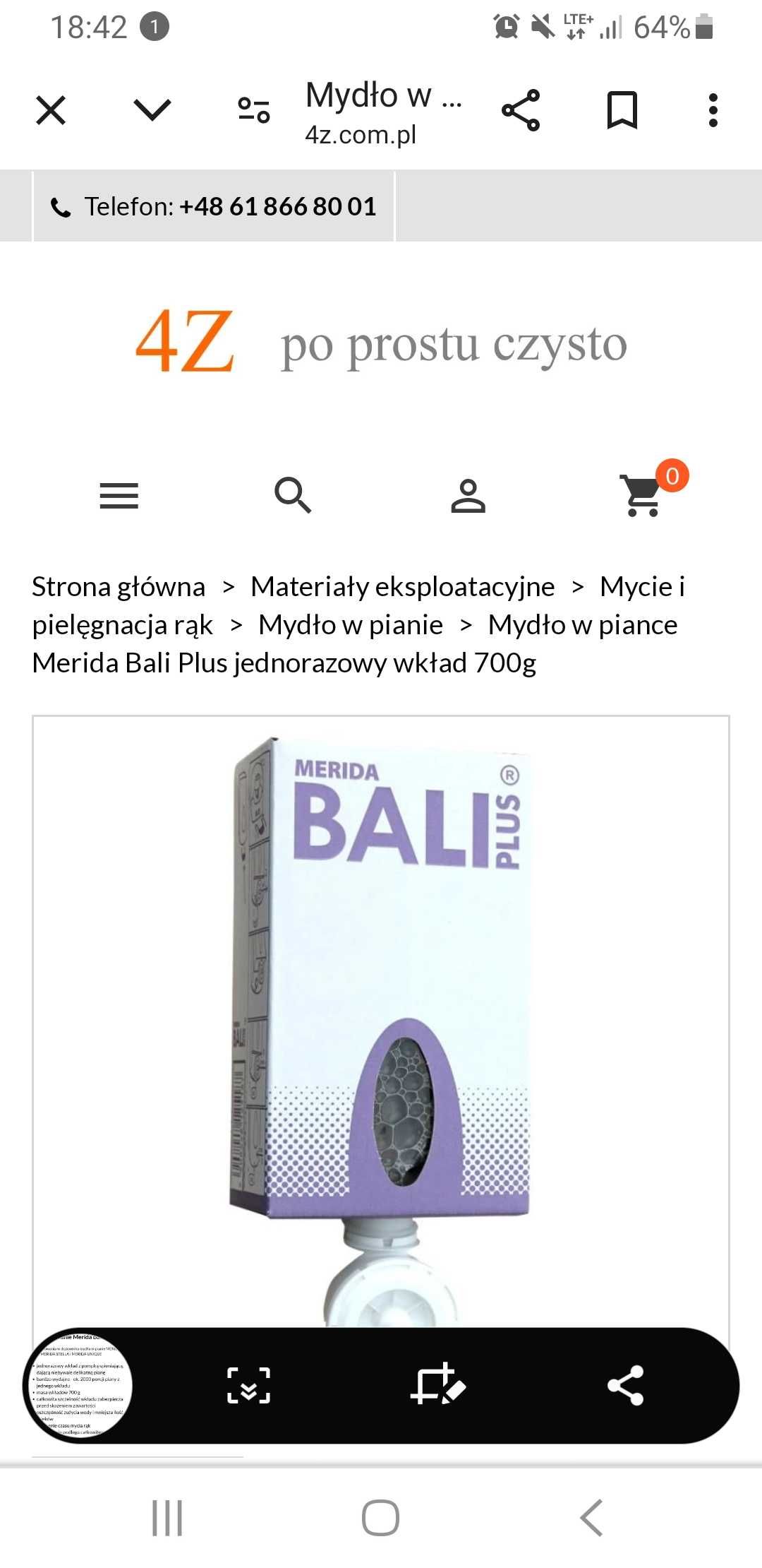 Mydło w piance Merida Bali Plus jednorazowy wkład 700g