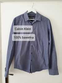 Niebieska koszula męska Calvin Klein 100% bawełna jeans