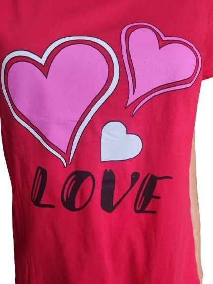 Piękna czerwona piżama w serduszka rozmiar L bawełna