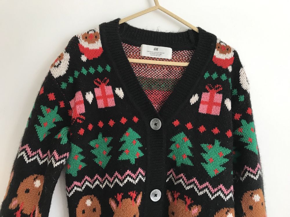 Kardigan sweter świąteczny zimowy H&M 110/116 cm 5/6 lat