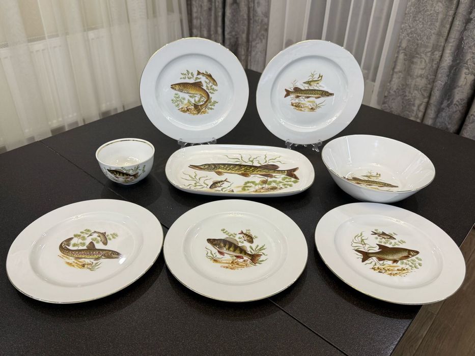 Фарфоровый столовый сервиз GDR Германия подарок рыбаку