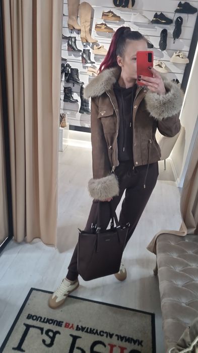 Kurtka Zamszowa z futerkiem