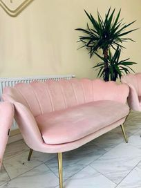 Sofa (frey sofa powder pink gold legs)