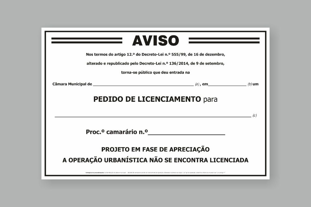 Placas de aviso / alvará de obras