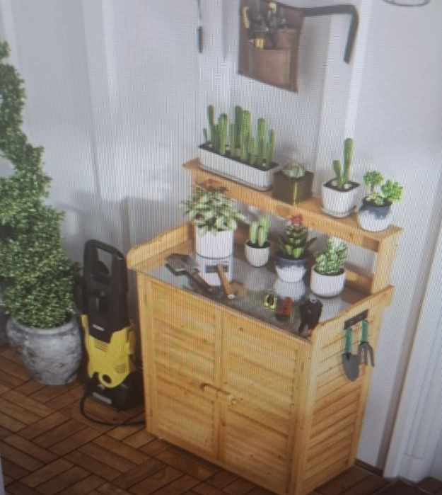 Szafka regał COSTWAY 120x87x45cm. Drewno. Stół ogrodowy do kwiatków