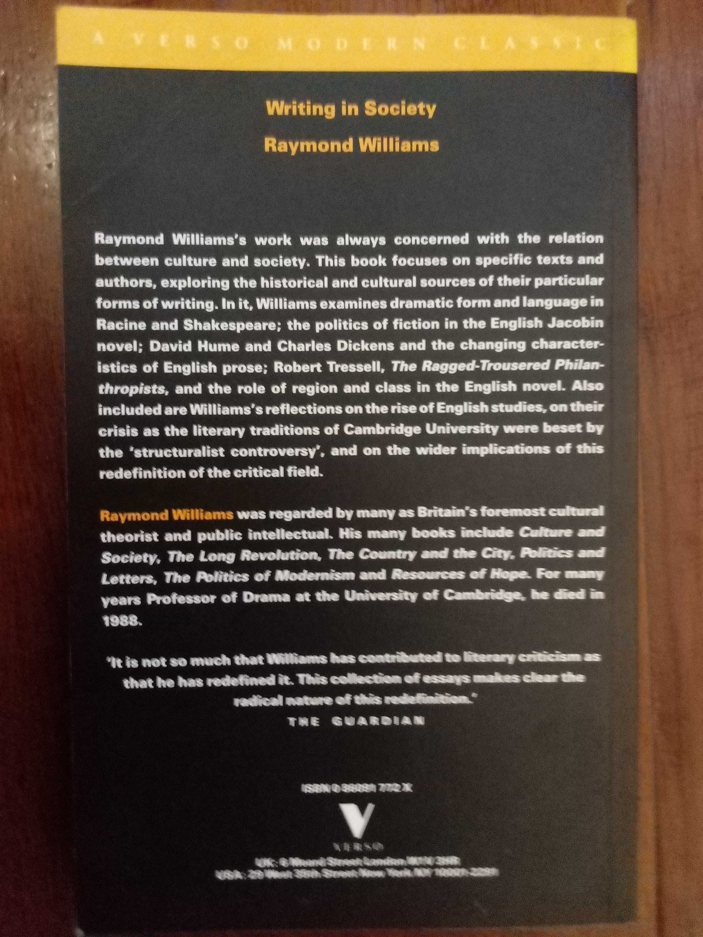 Raymond Williams - Writing in Society