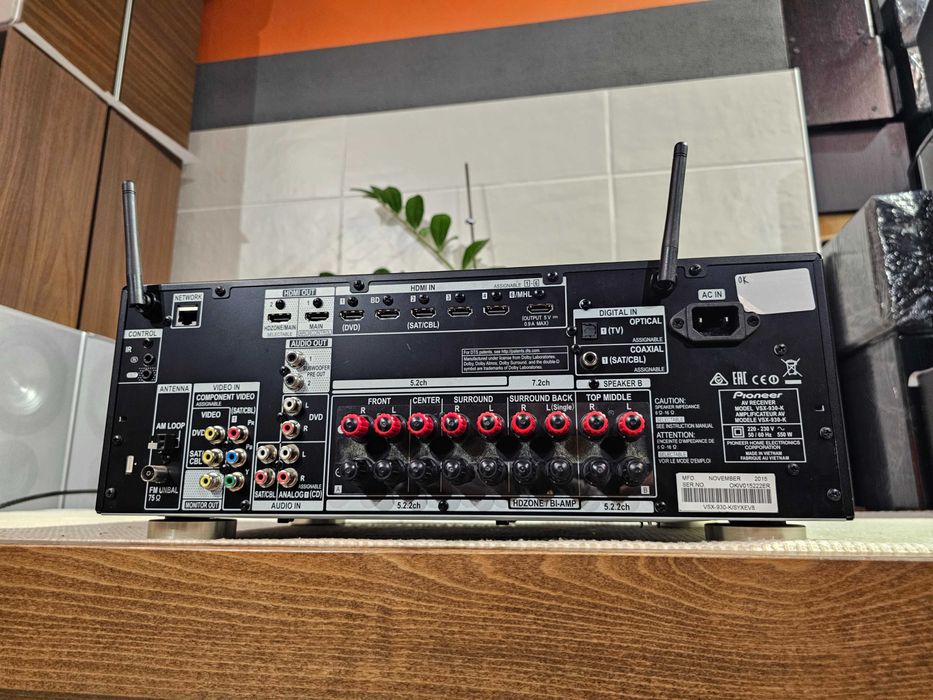 Ресивер Pioneer VSX 930-K/Dolby Atmos/4K/Wi-Fi і Bluetooth/7х150Вт