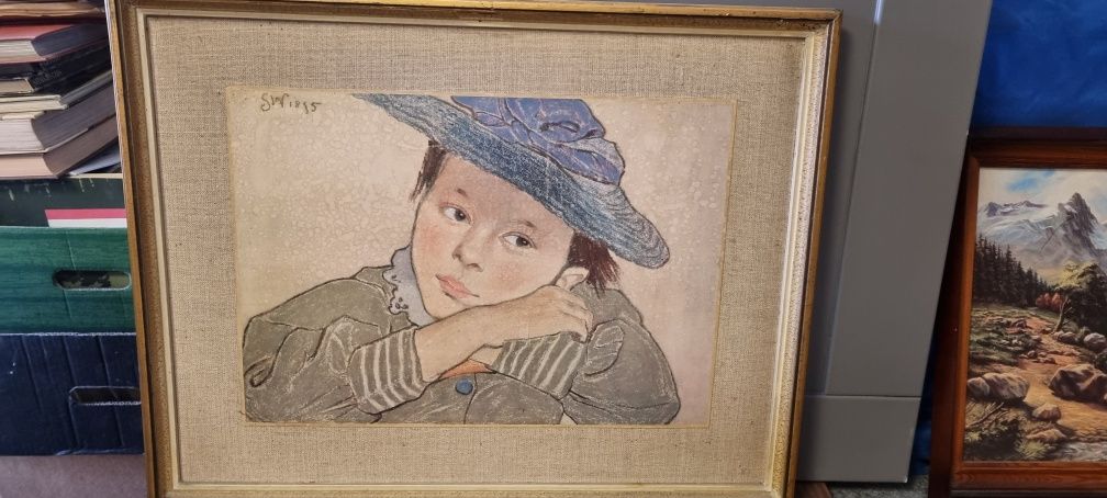 Obraz Dziewczyna  w niebieskim kapeluszu