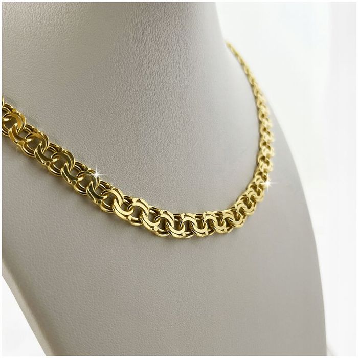 Złoty Łańcuszek Męski Garibaldi 55 cm 7,5 mm Gruby Łańcuch 925/585 Zło