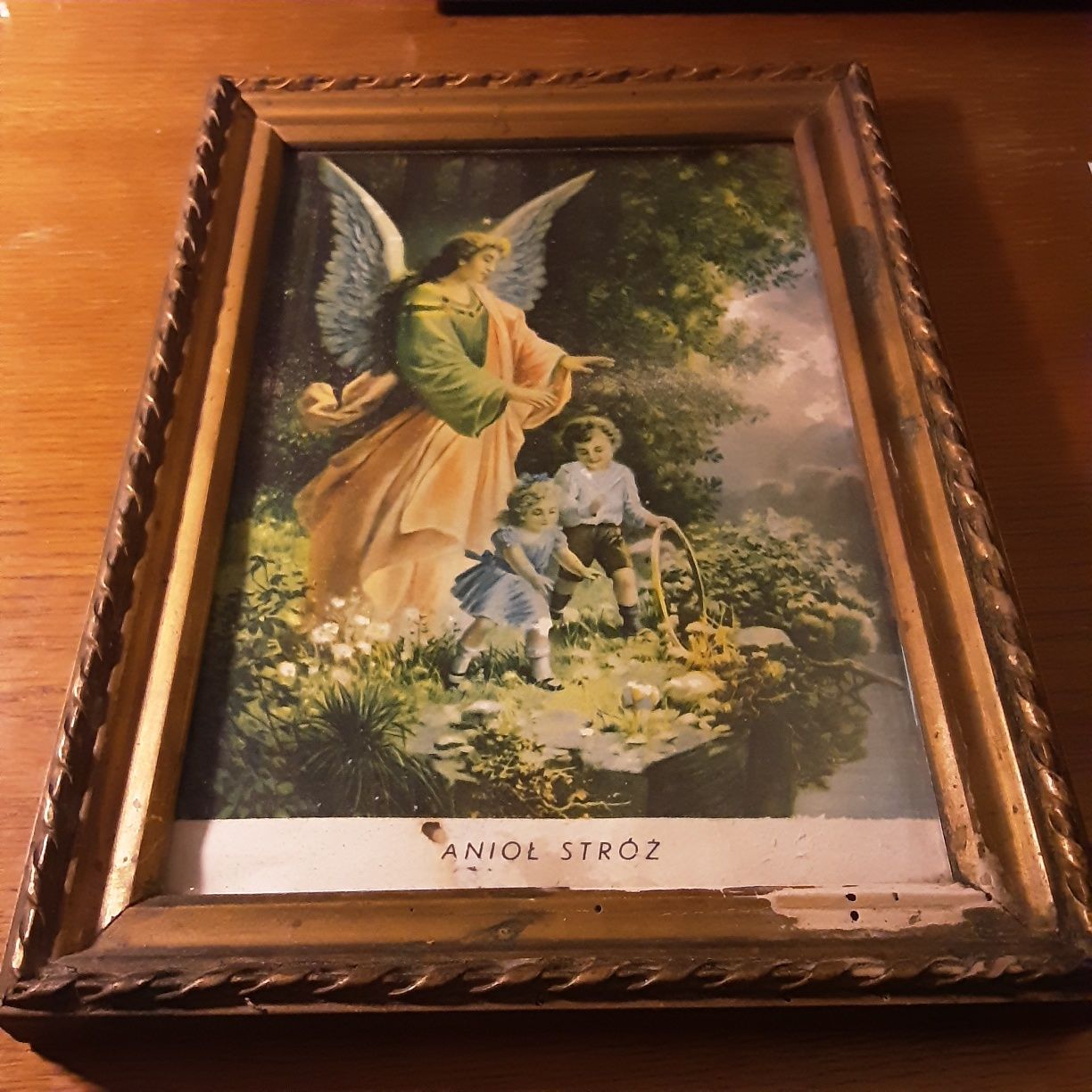 Stary obrazek Anioł Stróż