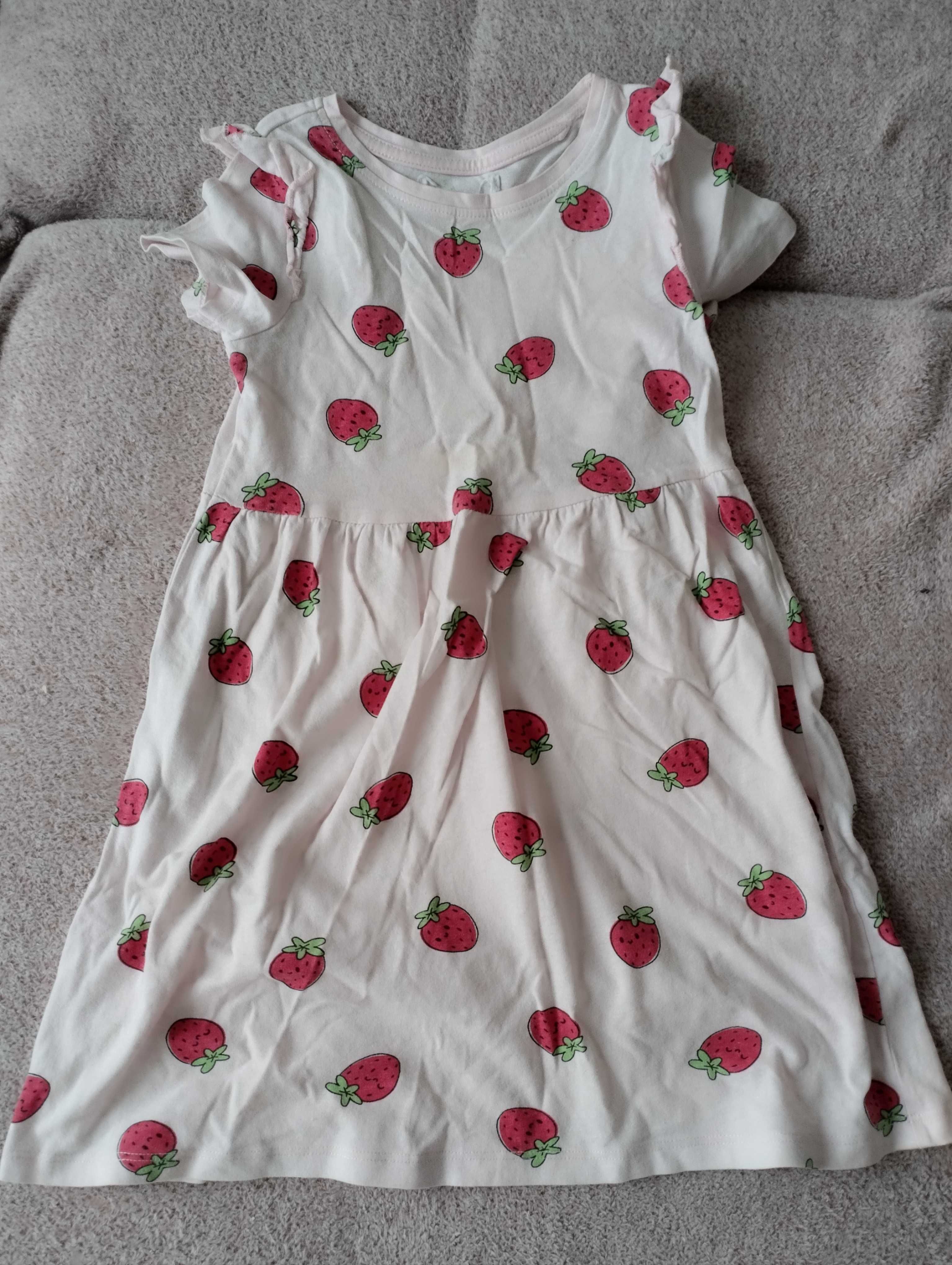 2 sukienki z owocami r. 110/116 jedna H&M