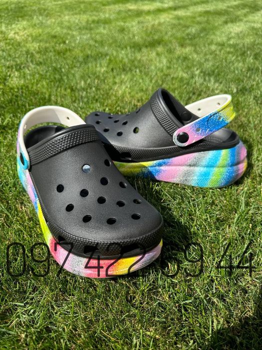 Сабо класік жіночі Крокс Crocs Classic Crush беж білі чорні