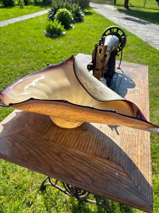 Misa w kształcie muszki, wzór marmur, szkło Krosno