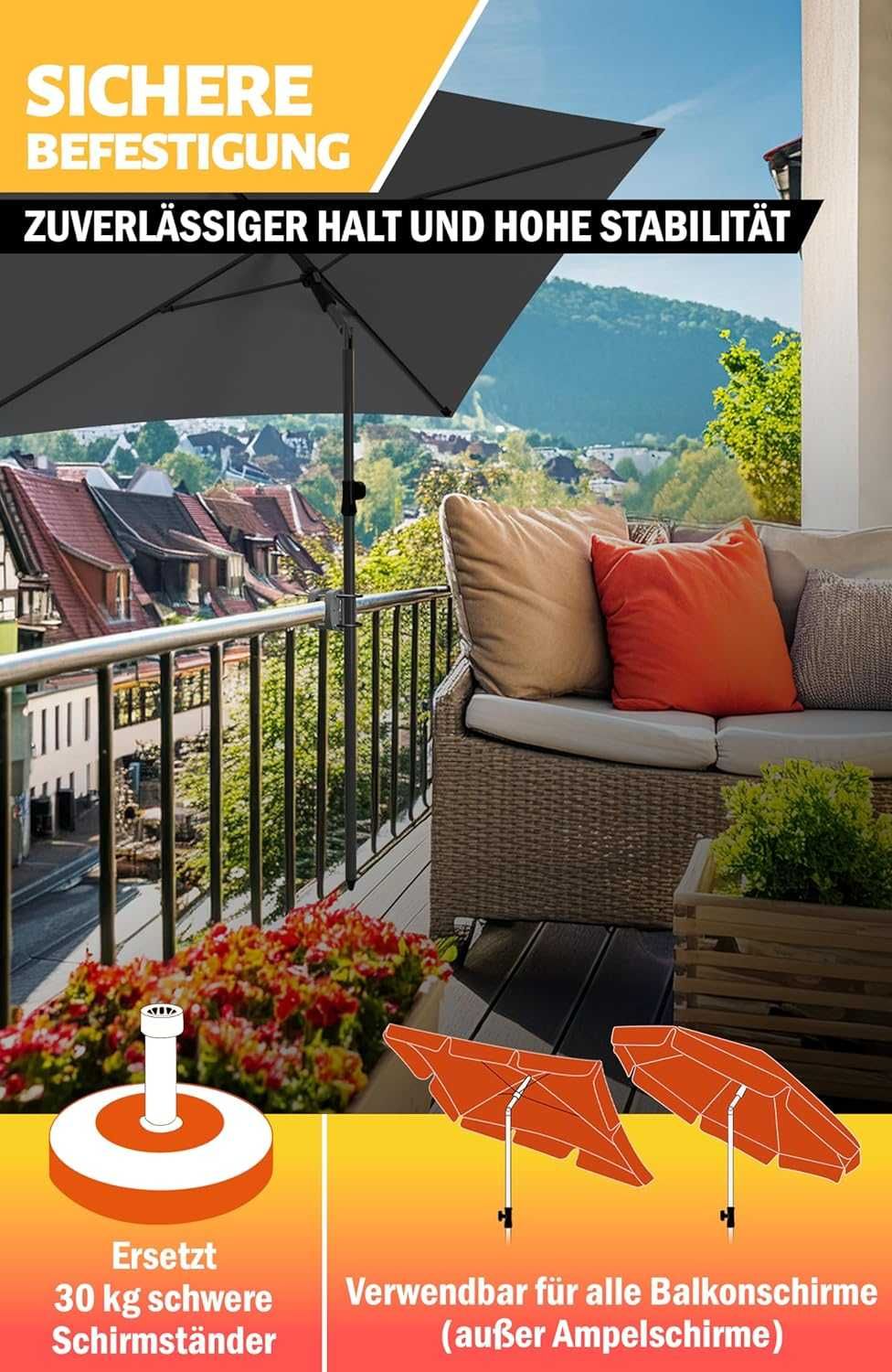 кріплення парасолі балконне Balcony Railing з тримачем для парасольки
