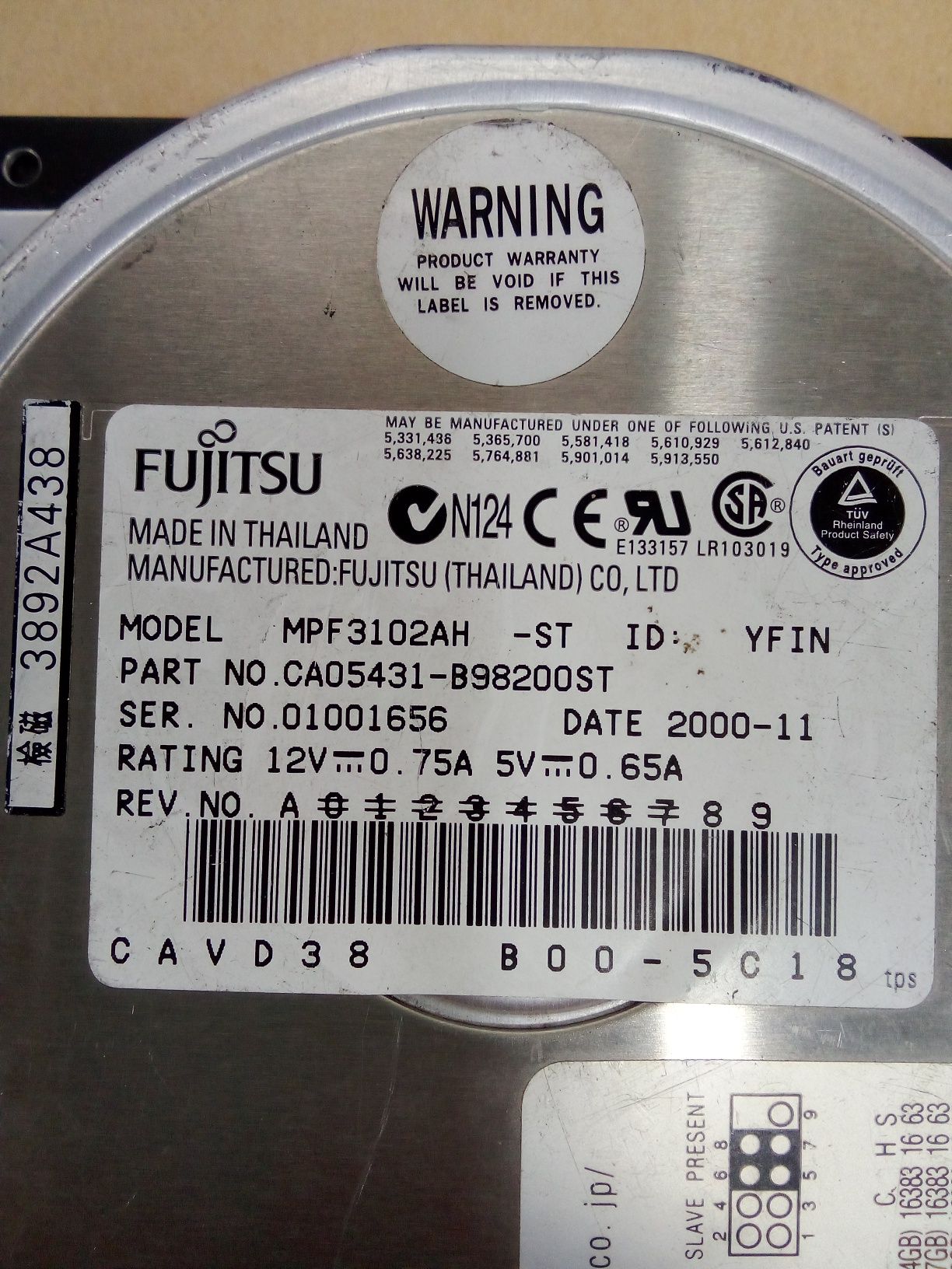 Винчестер IDE Fujitsu MP F 3102AH