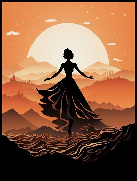 Plakat na Ścianę Obraz Baletnica Minimalizm Zachód Słońca 40x60 cm