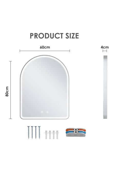 Lustro łazienkowe LED 80x60 z oświetleniem, antypara, 3 kolory