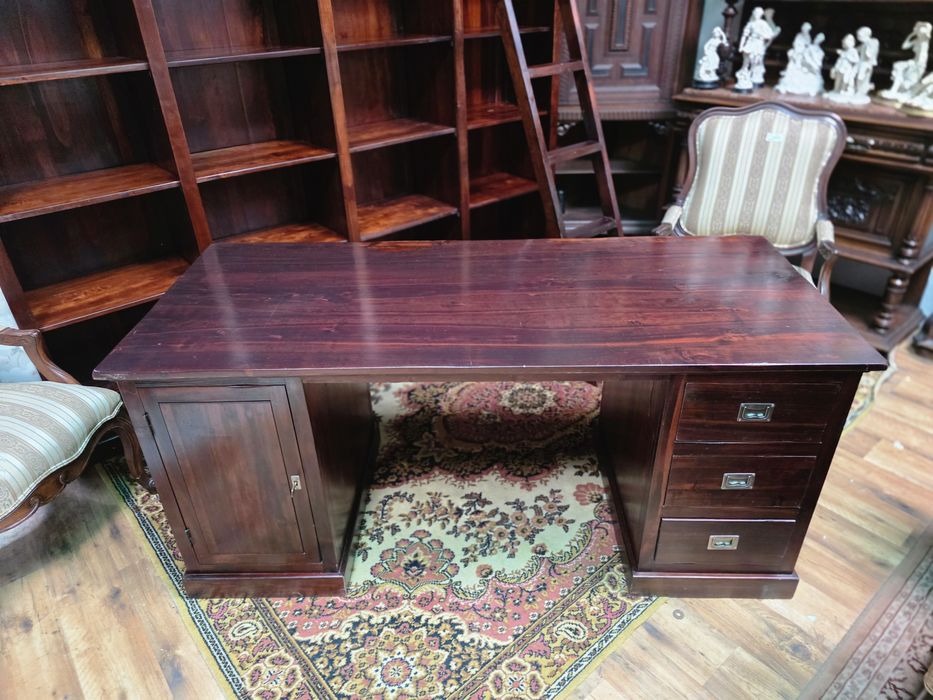 Biuro : biblioteka z drabiną I biurko #1737 Stylowy Węgrów