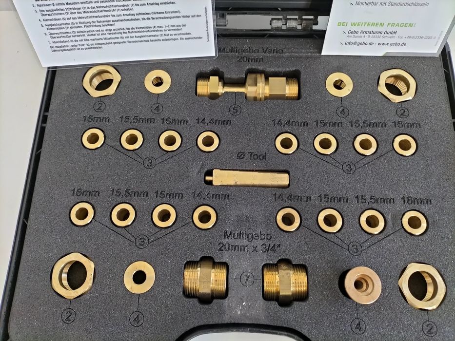 Walizka naprawcza do zlonczek zaciskowych Gebo do rur PEX 16 i 20