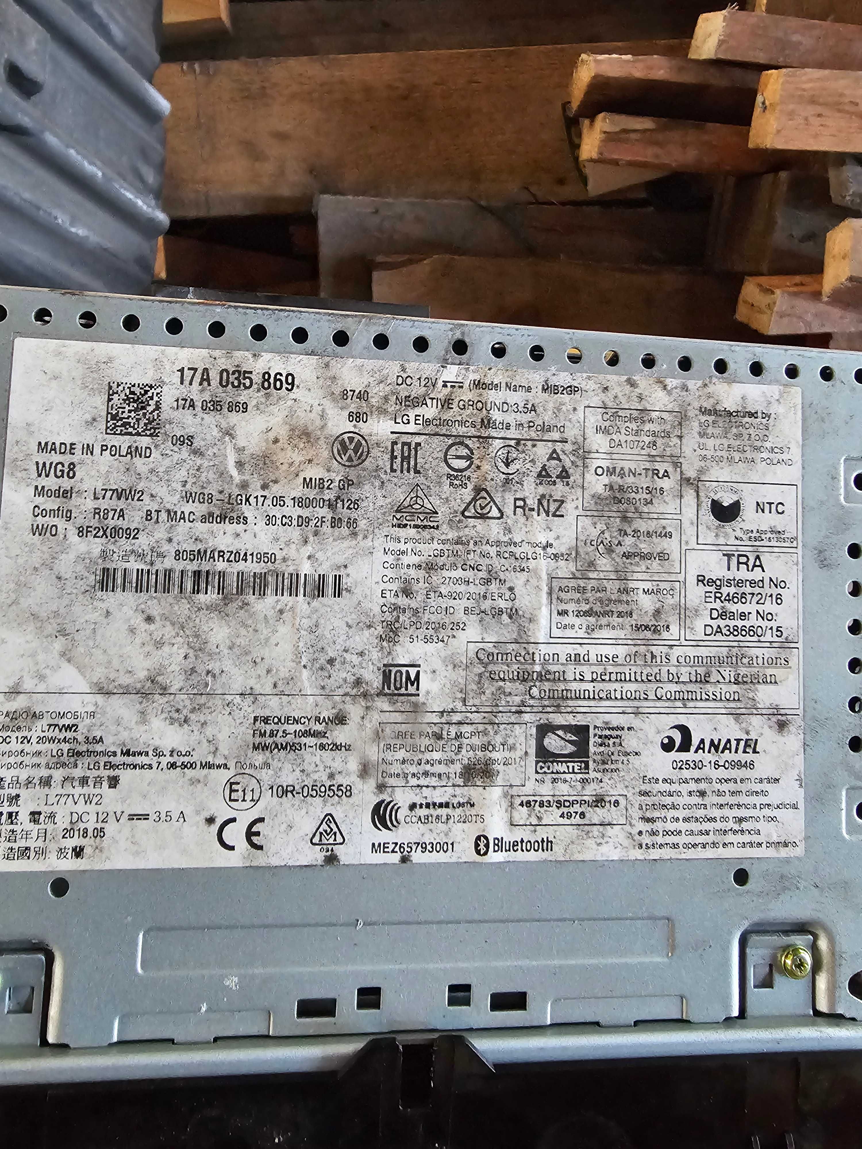 Radio Panel Wyświetlacz VW Polo 6 2G T-ROC Jetta Amarok