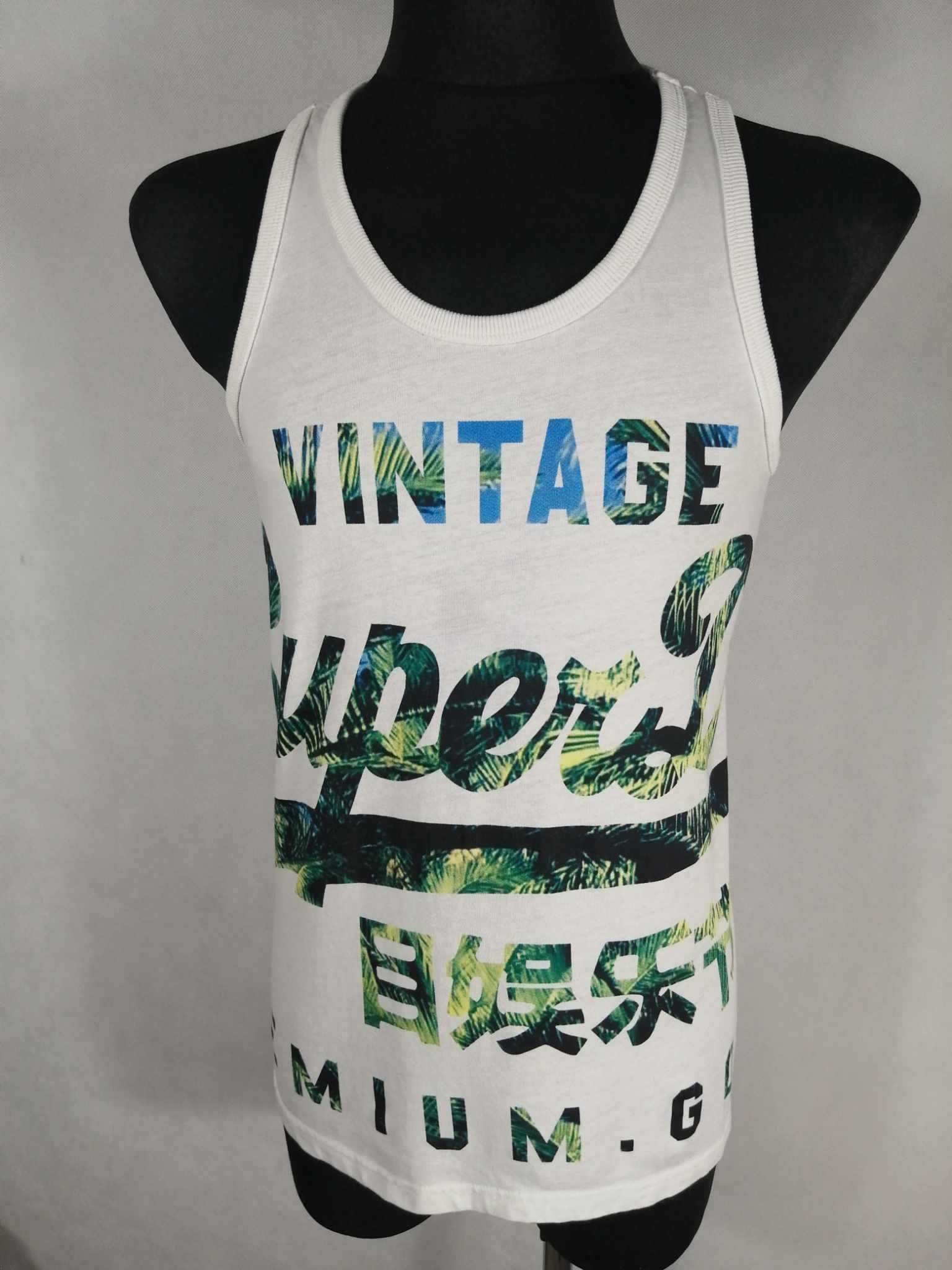 SUPERDRY Vest Label Koszulka Męska S Oryginalna Super Stan Bawełna