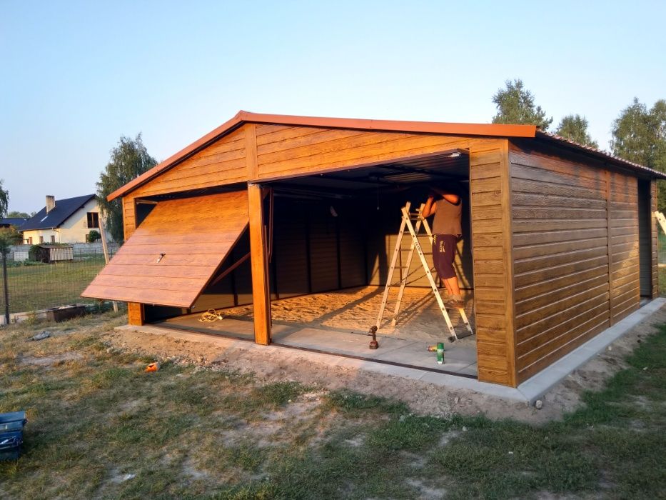 garaż drewnopodobny 6x6 600x600 profil ocynkowany orzech złoty dąb
