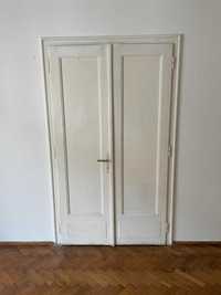 Drzwi drewniane amfiladowe z futryną. Świetny stan