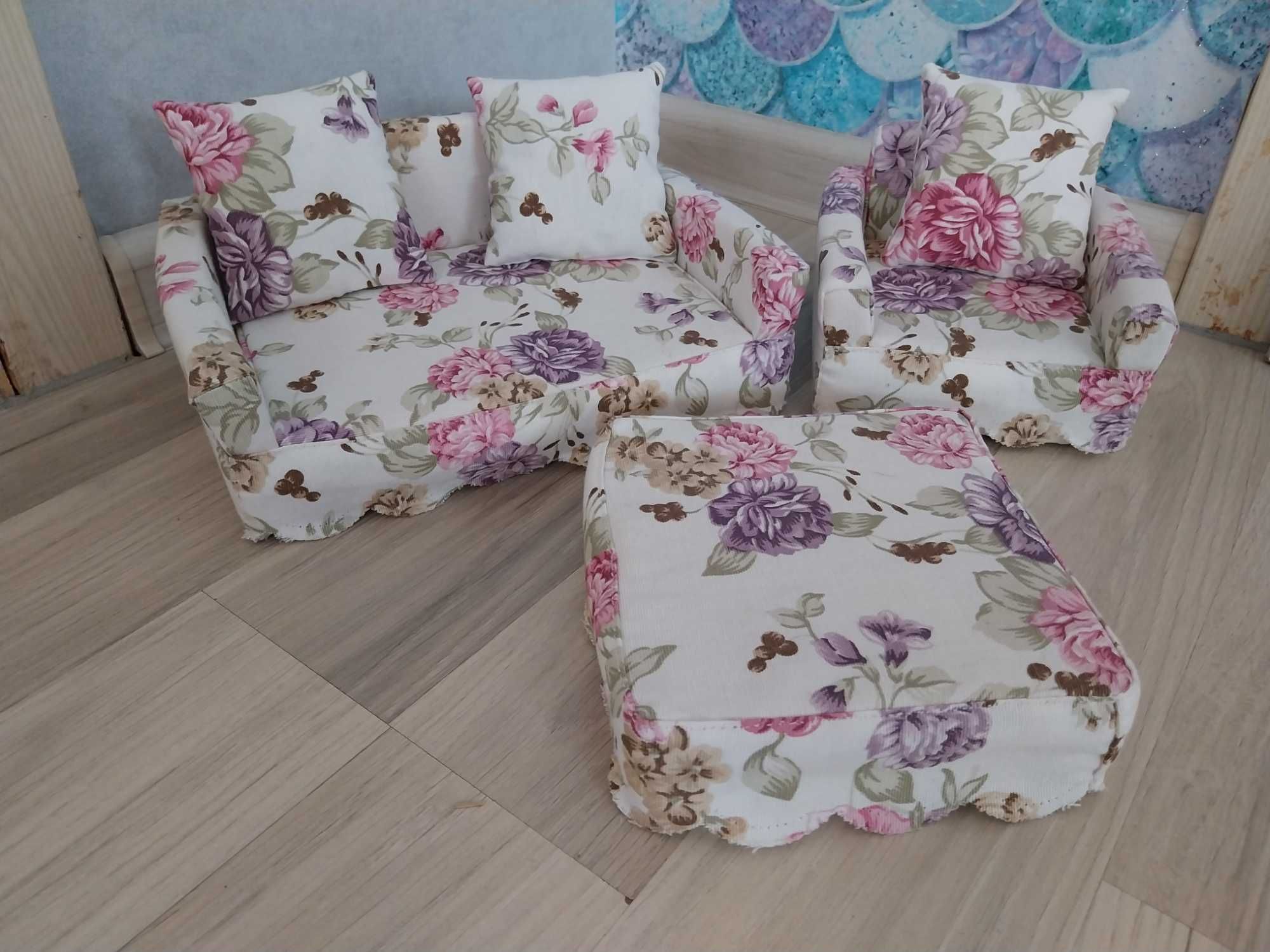 Meble dla Barbie, sofa, fotel, stolik