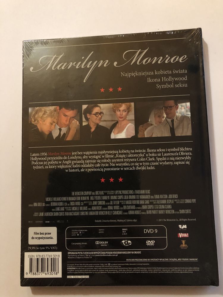 Płyta DVD Mój tydzień z Marilyn. oryginalnie opakowana. NOWA!