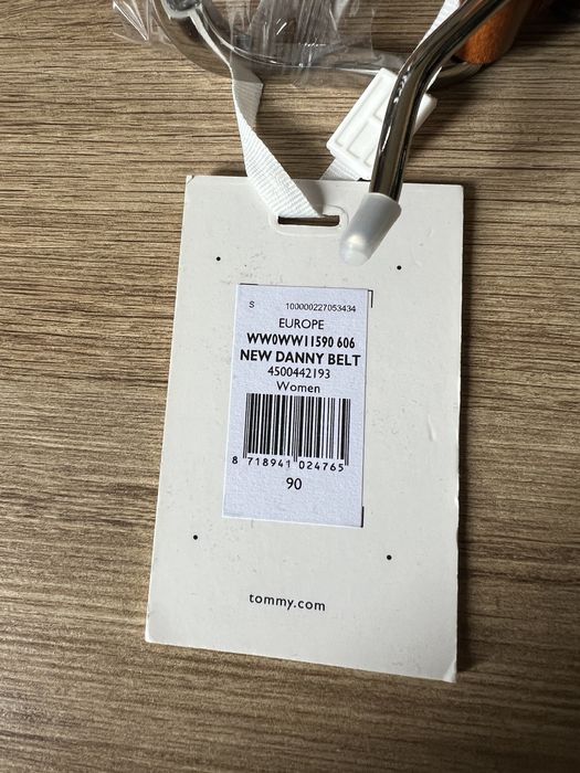 Pasek skórzany Tommy Hilfiger 90 koniakowy